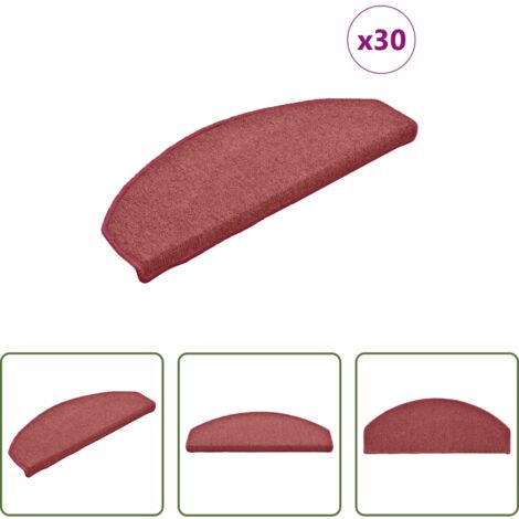 vidaXL Tappetini per scale 30 pz -  Tappetini per scale 30 pz 65x24x4 cm Bordeaux Semicircolari Grandi