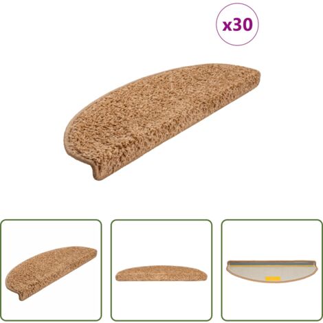 vidaXL Tappetini per scale anti scivolo -  Tappetini per scale 30 pz 65x21x4 cm Beige Semicircolari Grandi