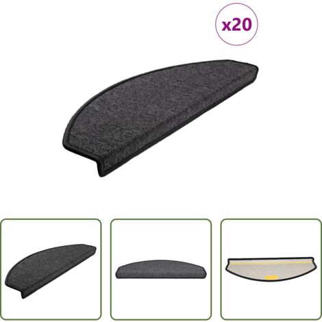 vidaXL Tappetini per scale antracite -  Tappetini per scale 20 pz 65x24x4 cm Antracite Semicircolari Grandi