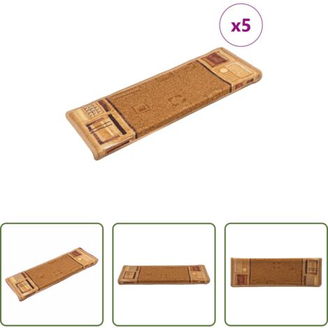 vidaXL Tappetini per scale autoadesivi -  Tappetini per Scale Autoadesivi 5 pz 65x21x4 cm Beige