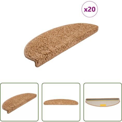 vidaXL Tappetini per scale beige -  Tappetini per scale 20 pz 65x21x4 cm Beige Semicircolari Grandi