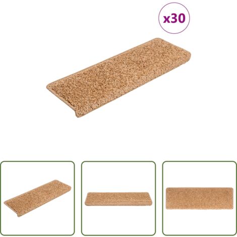 vidaXL Tappetini per scale beige -  Tappetini per scale 30 pz 65x21x4 cm Beige Bordo rettangolare