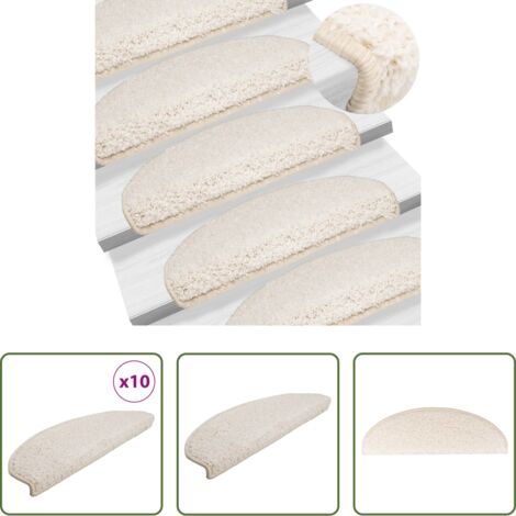 vidaXL Tappetini per scale bianchi -  Tappetini per scale 10 pz 65x21x4 cm Bianco Semicircolari Grandi
