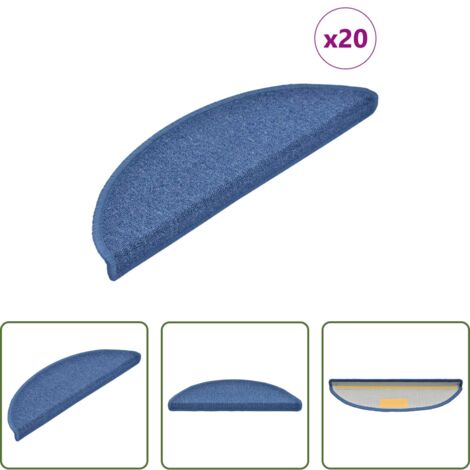 vidaXL Tappetini per scale blu -  Tappetini per scale 20 pz 56x17x3 cm blu semicircolari