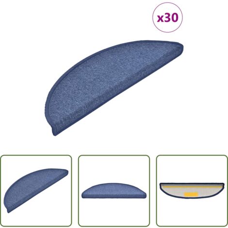 vidaXL Tappetini per scale blu -  Tappetini per scale 30 pz 56x17x3 cm blu semicircolari