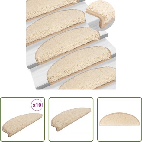 vidaXL Tappetini per scale crema -  Tappetini per scale 10 pz 65x21x4 cm Crema Semicircolari Grandi