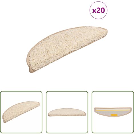vidaXL Tappetini per scale crema -  Tappetini per scale 20 pz 56x17x3 cm Crema Semicircolari