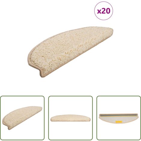 vidaXL Tappetini per scale crema -  Tappetini per scale 20 pz 65x21x4 cm Crema Semicircolari Grandi