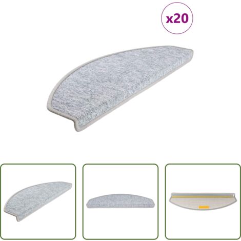 vidaXL Tappetini per scale grigi -  Tappetini per scale 20 pz 65x24x4 cm Grigio chiaro Semicircolari Grandi
