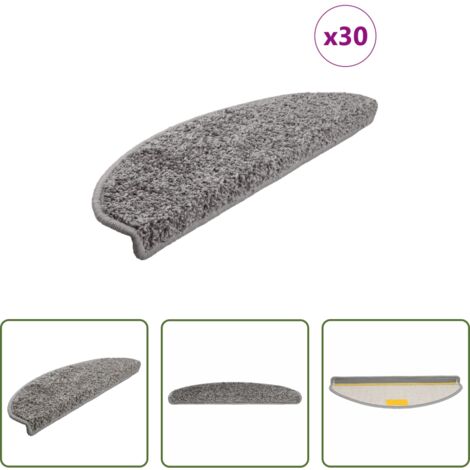 vidaXL Tappetini per scale grigi -  Tappetini per scale 30 pz 65x21x4 cm Grigio Semicircolari Grandi
