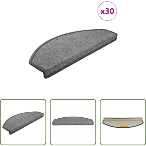 vidaXL Tappetini per scale grigi -  Tappetini per scale 30 pz 65x24x4 cm Grigio scuro Semicircolari Grandi