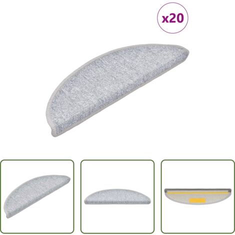 vidaXL Tappetini per scale grigio chiaro -  Tappetini per scale 20 pz 56x17x3 cm Grigio chiaro Semicircolari