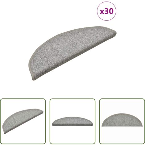 vidaXL Tappetini per scale grigio chiaro -  Tappetini per scale 30 pz 56x17x3 cm Grigio chiaro Semicircolari