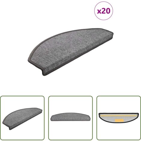 vidaXL Tappetini per scale grigio scuro -  Tappetini per scale 20 pz 65x24x4 cm Grigio scuro Semicircolari Grandi