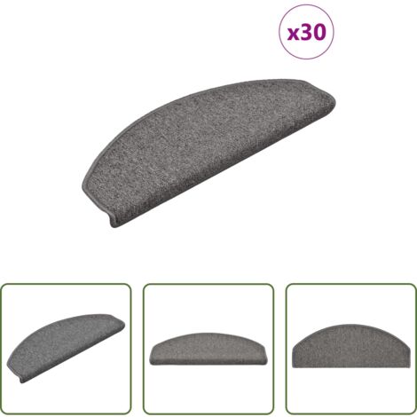 vidaXL Tappetini per scale grigio scuro -  Tappetini per scale 30 pz 65x24x4 cm Grigio scuro Semicircolari Grandi
