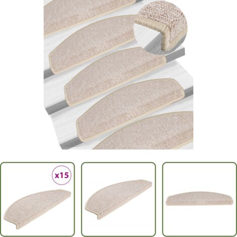 vidaXL Tappetini per scale grigio talpa -  Tappetini per scale 15 pz 65x24x4 cm tortora semicircolari grandi
