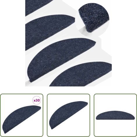 vidaXL Tappetini per scale in feltro -  Tappetini Autoadesivi per Scale 30 pz Blu 56x17x3 cm