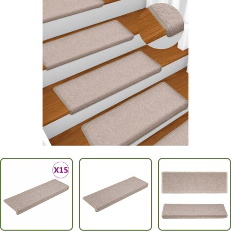 vidaXL Tappetini per scale in polipropilene -  Tappetini per scale 15 pz 65x21x4 cm Talpa Bordo rettangolare