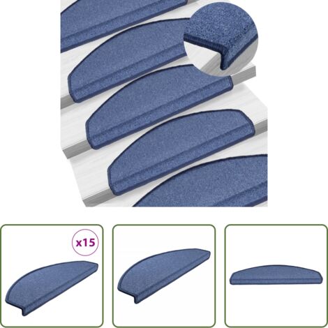 vidaXL Tappetini per scale in PP -  Tappetini per Scale 15 pz Blu 65x24x4 cm