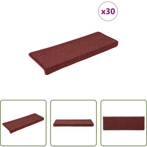 vidaXL Tappetini per scale in PP -  Tappetini per scale 30 pz 65x21x4 cm Bordeaux bordo rettangolare