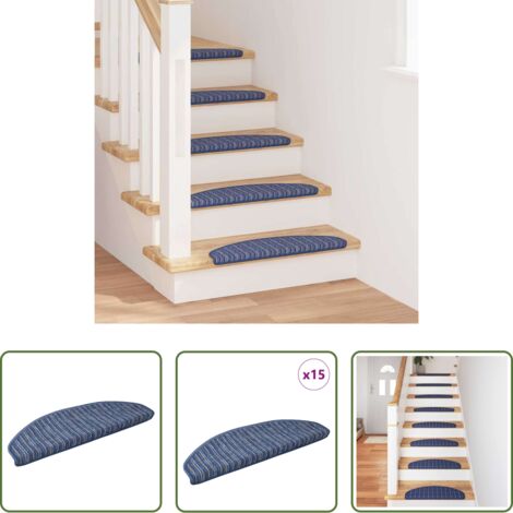 vidaXL Tappetini per scale interne -  Tappetini per scale autoadesivi 15 pcs Blu 65 x 21 x 4 cm