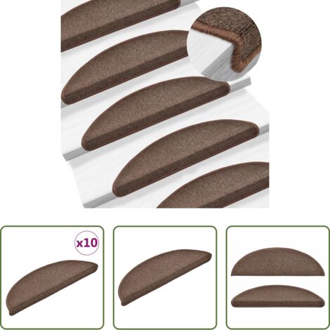 vidaXL Tappetini per scale marrone caffè -  Tappetini per scale 10 pz 56x17x3 cm Marrone caffè Semicircolari