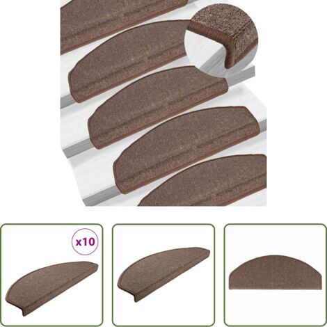 vidaXL Tappetini per scale marrone caffè -  Tappetini per scale 10 pz 65x24x4 cm Marrone caffè Semicircolari Grandi