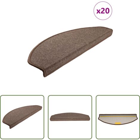 vidaXL Tappetini per scale marrone caffè -  Tappetini per scale 20 pz 65x24x4 cm Marrone caffè Semicircolari Grandi