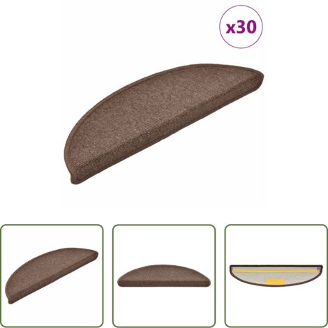 vidaXL Tappetini per scale marrone caffè -  Tappetini per scale 30 pz 56x17x3 cm Marrone caffè Semicircolari