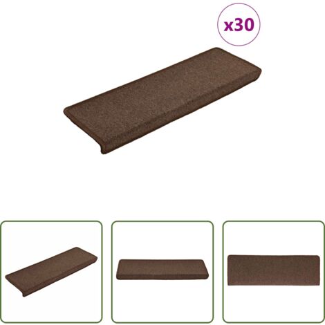 vidaXL Tappetini per scale marrone caffè -  Tappetini per scale 30 pz 65x21x4 cm Marrone caffè Bordo rettangolare