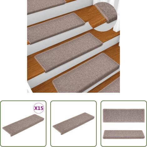 vidaXL Tappetini per scale marrone chiaro -  Tappetini per scale 15 pz 65x21x4 cm Marrone chiaro Bordo rettangolare