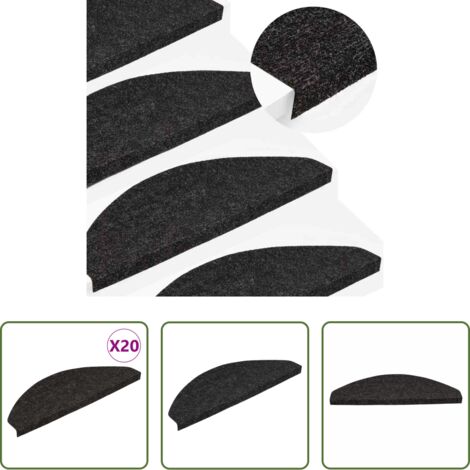 vidaXL Tappetini per scale neri -  Tappetini Autoadesivi per Scale 20 pz Neri 56x17x3 cm