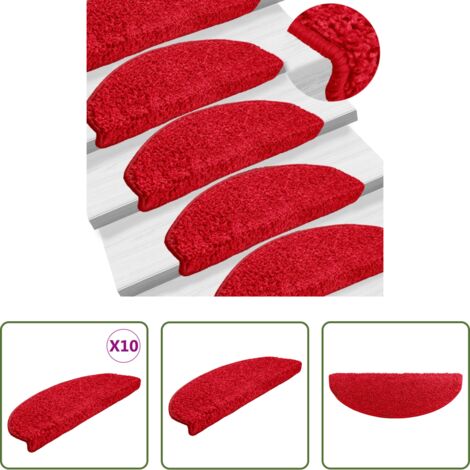 vidaXL Tappetini per scale rossi -  Tappetini per scale 10 pz 65x21x4 cm rossi semicircolari grandi
