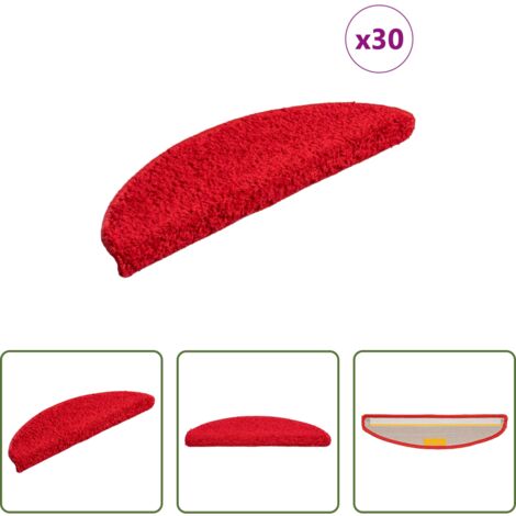 vidaXL Tappetini per scale rossi -  Tappetini per scale 30 pz 56x17x3 cm rossi semicircolari