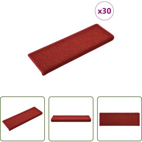 vidaXL Tappetini per scale rossi -  Tappetini per scale 30 pz 65x21x4 cm Rossi rettangolare