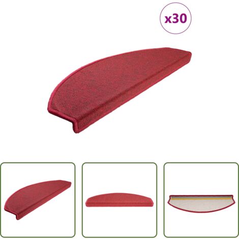 vidaXL Tappetini per scale rossi -  Tappetini per scale 30 pz 65x24x4 cm Rossi Semicircolari Grandi