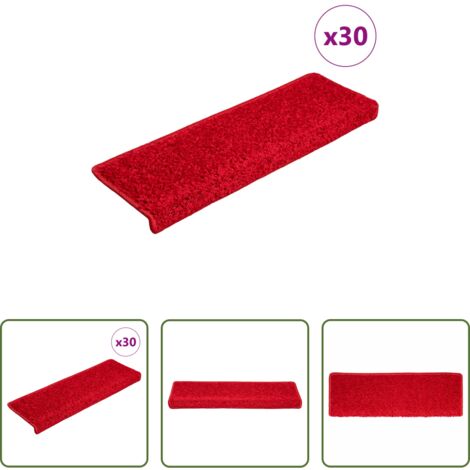 vidaXL Tappetini per scale rosso -  Tappetini per scale 30 pz 65x21x4 cm Rosso Bordo rettangolare