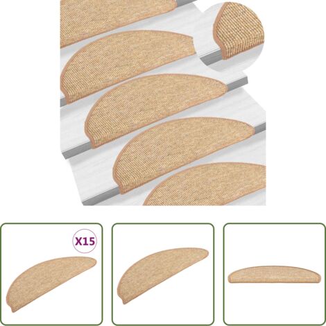 vidaXL Tappetini per scale semicircolari -  Tappetini per scale 15 pz 56x17x3 cm Marrone chiaro Semicircolari