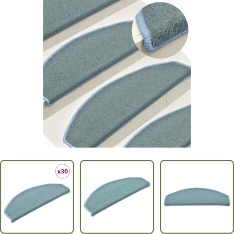 vidaXL Tappetini per scale semicircolari -  Tappetini per scale 30 pz 65x24x4 cm Blu mare Semicircolari Grandi