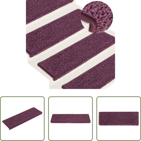 vidaXL Tappetini per scale viola scuro -  Tappetini per scale 15 pz 65x21x4 cm Viola scuro con bordo rettangolare
