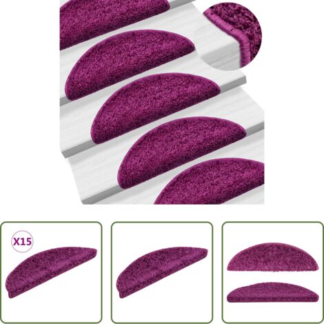 vidaXL Tappetini per scale viola -  Tappetini per scale 15 pz 56x17x3 cm Viola Semicircolari