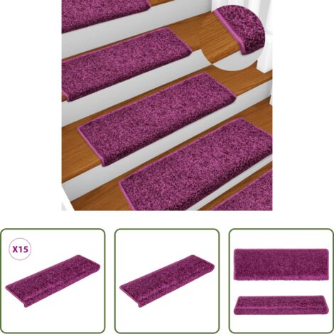 vidaXL Tappetini per scale viola -  Tappetini per scale 15 pz 65x21x4 cm Viola Bordo rettangolare