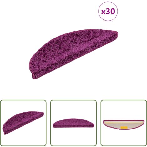 vidaXL Tappetini per scale viola -  Tappetini per scale 30 pz 56x17x3 cm Viola Semicircolari