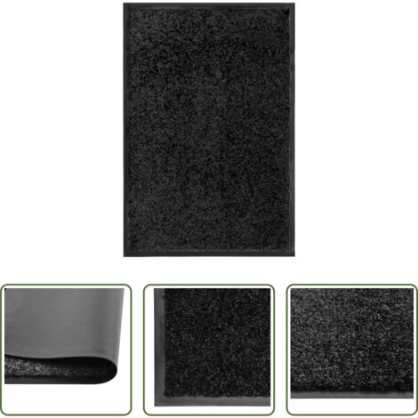 vidaXL Tappetino antiscivolo -  Zerbino Lavabile Nero 40x60 cm