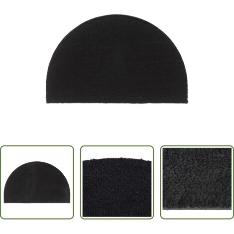vidaXL Tappetino da ingresso -  Zerbino Nero Mezzo Rotondo 50x80 cm Fibra di Cocco