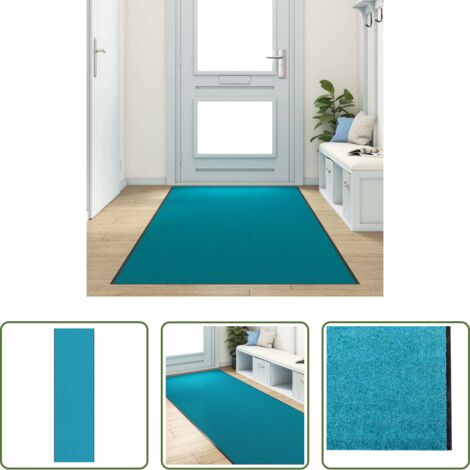 vidaXL Tappetino interno/esterno -  Tappetino Altro Ciano e Nero 120 x 400 cm Poliammide e PVC