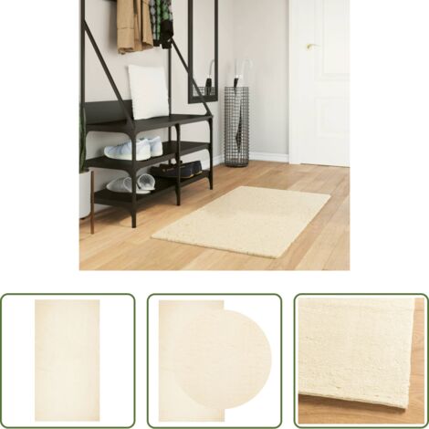 vidaXL Tappeto antiscivolo -  Tappeto a Pelo Corto HUARTE Morbido e Lavabile Crema 60x110 cm