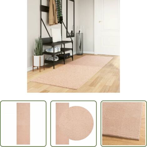 vidaXL Tappeto antiscivolo -  Tappeto a Pelo Corto HUARTE Morbido e Lavabile Rosato 80x250 cm