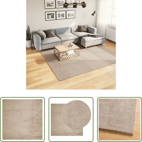 vidaXL Tappeto antiscivolo -  Tappeto a Pelo Corto HUARTE Morbido e Lavabile Sabbia 240x240cm