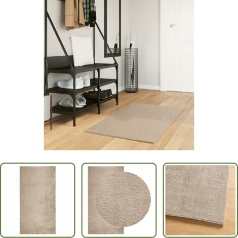 vidaXL Tappeto antiscivolo -  Tappeto a Pelo Corto HUARTE Morbido e Lavabile Sabbia 60x110 cm